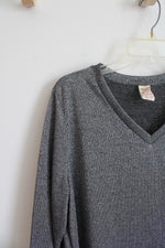 Faded Glory Gray Metallic Long Sleeved Top | 1X