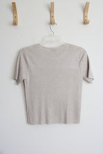 On Twelfth Beige Silver Embellished Top | XL