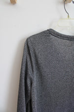 Faded Glory Gray Metallic Long Sleeved Top | 1X