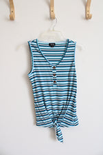 a.n.a Blue Striped Tied Tank Top | XS