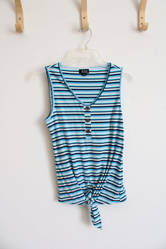 a.n.a Blue Striped Tied Tank Top | XS