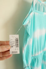 NEW Children's Place Teal and White Tie-dyed Sleeveless Romper | 7/8
