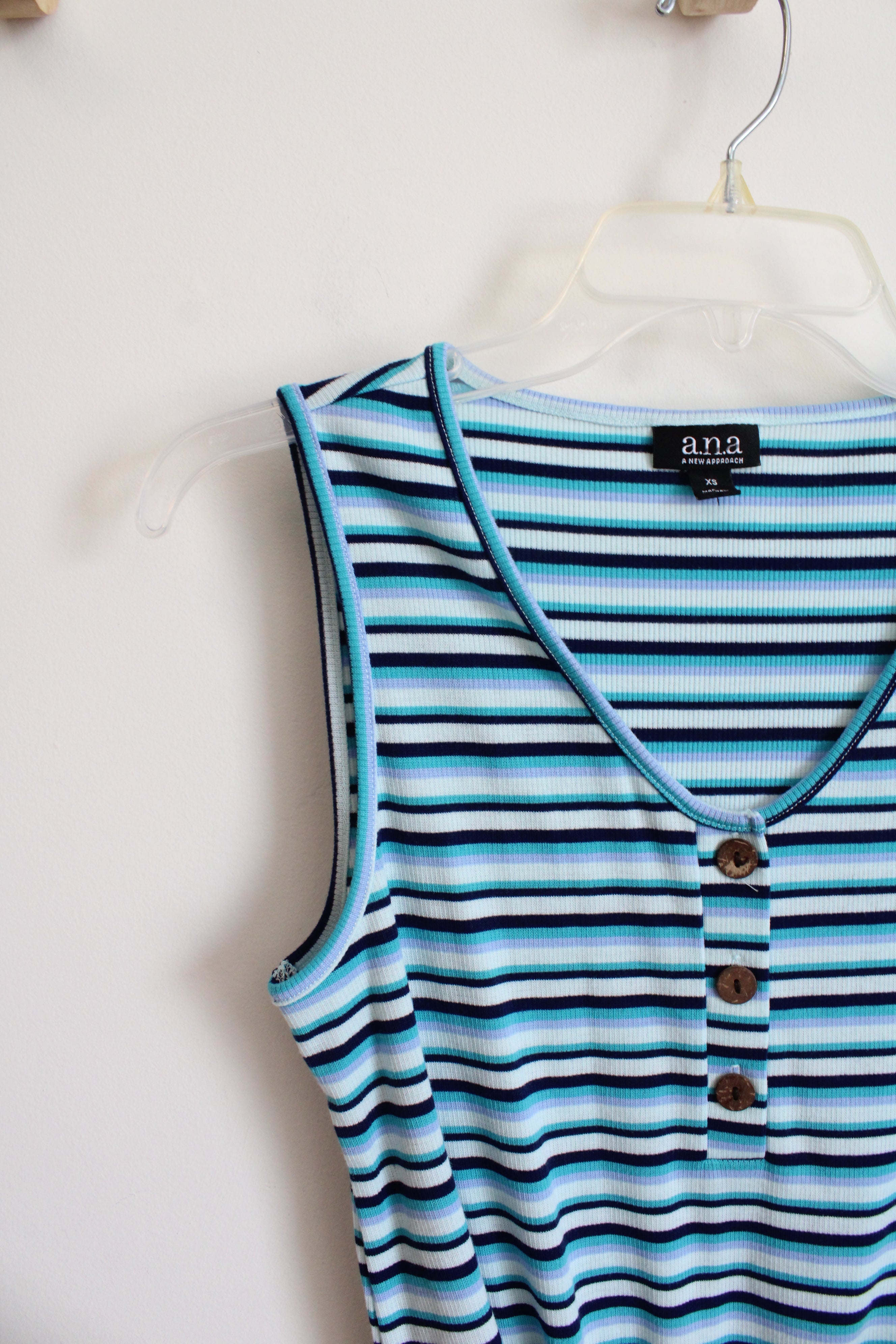 a.n.a Blue Striped Tied Tank Top | XS