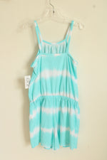 NEW Children's Place Teal and White Tie-dyed Sleeveless Romper | 7/8