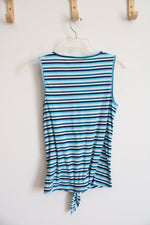 a.n.a Blue Striped Tied Tank Top | XS