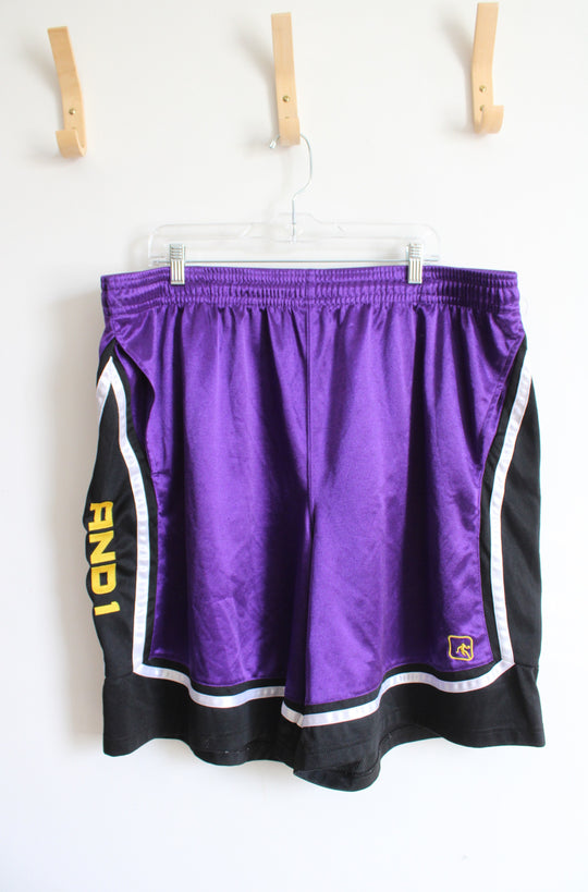 AND1 Purple Black & White Basketball Shorts | 3XL