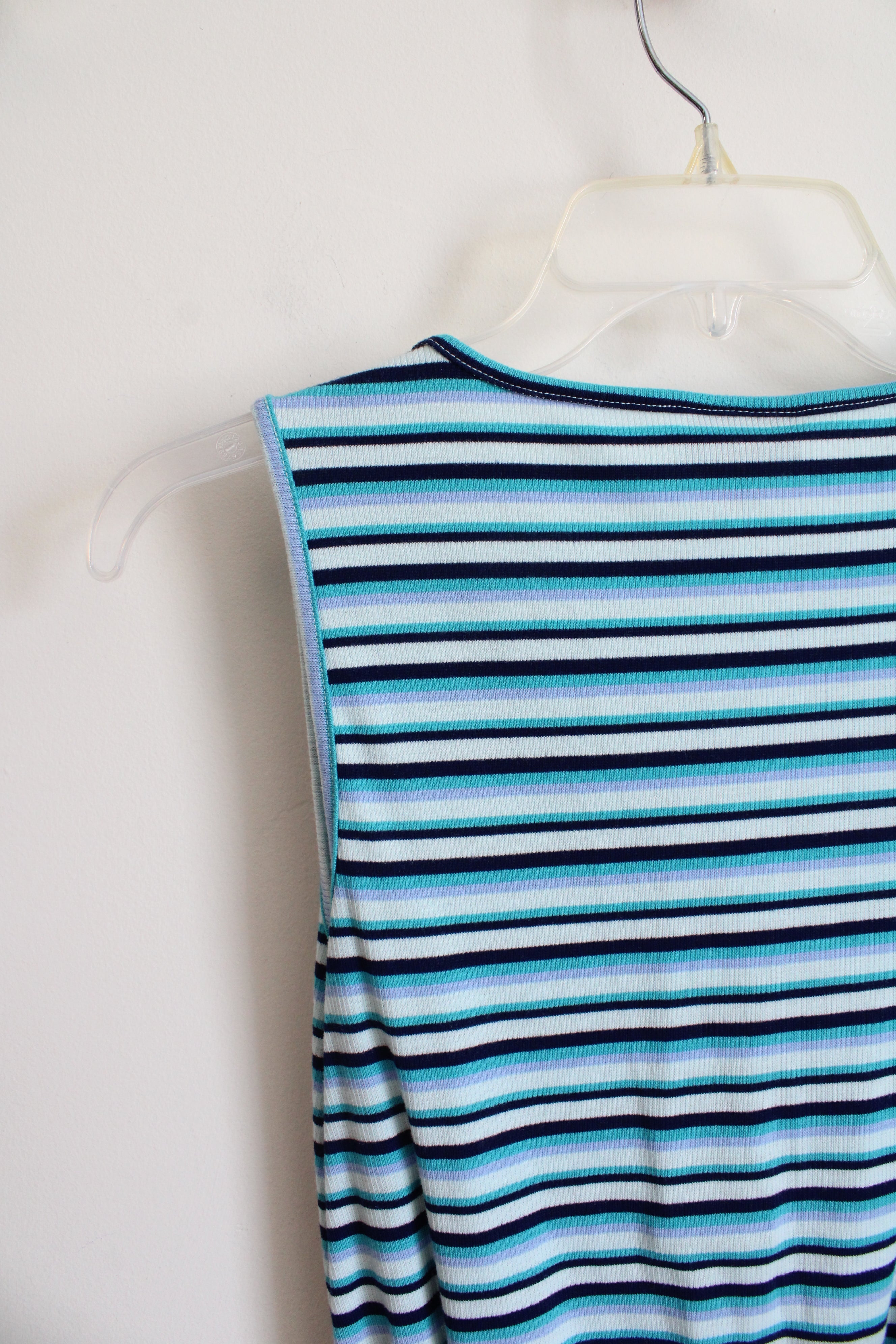 a.n.a Blue Striped Tied Tank Top | XS