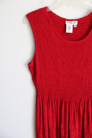 Coldwater Creek Red Smocked Dress | 14 Petite