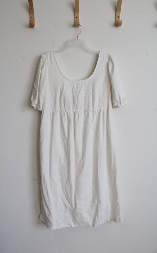 NEW Isabel Maternity White Linen Blend Dress | M