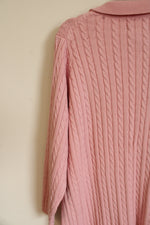Denim & Co. Pink Cotton Blend Collared Cardigan | 2X