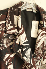 NEW Chico's Silk Brown Black and Cream Embroidered Button Front Blazer | XL
