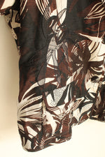 NEW Chico's Silk Brown Black and Cream Embroidered Button Front Blazer | XL