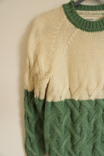 [Blank NYC] Green Cream Color Blocked Knit Sweater | M