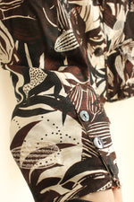 NEW Chico's Silk Brown Black and Cream Embroidered Button Front Blazer | XL