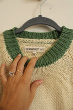 [Blank NYC] Green Cream Color Blocked Knit Sweater | M