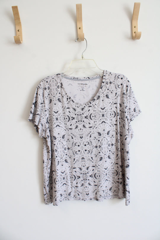 Croft & Barrow Gray & Navy Paisley Classic Tee Shirt | XL