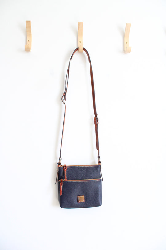 NEW Dooney & Bourke Blue Pebble Leather Letter Carrier Crossbody Bag