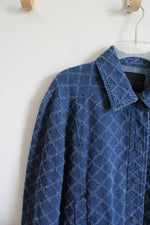 Solitaire Textured Patterned Denim Jacket | M