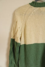 [Blank NYC] Green Cream Color Blocked Knit Sweater | M