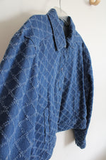 Solitaire Textured Patterned Denim Jacket | M