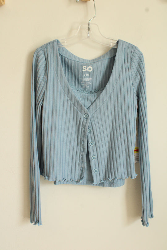 NEW SO Baby Blue Rib Knit Cardigan and Tank Top | 7