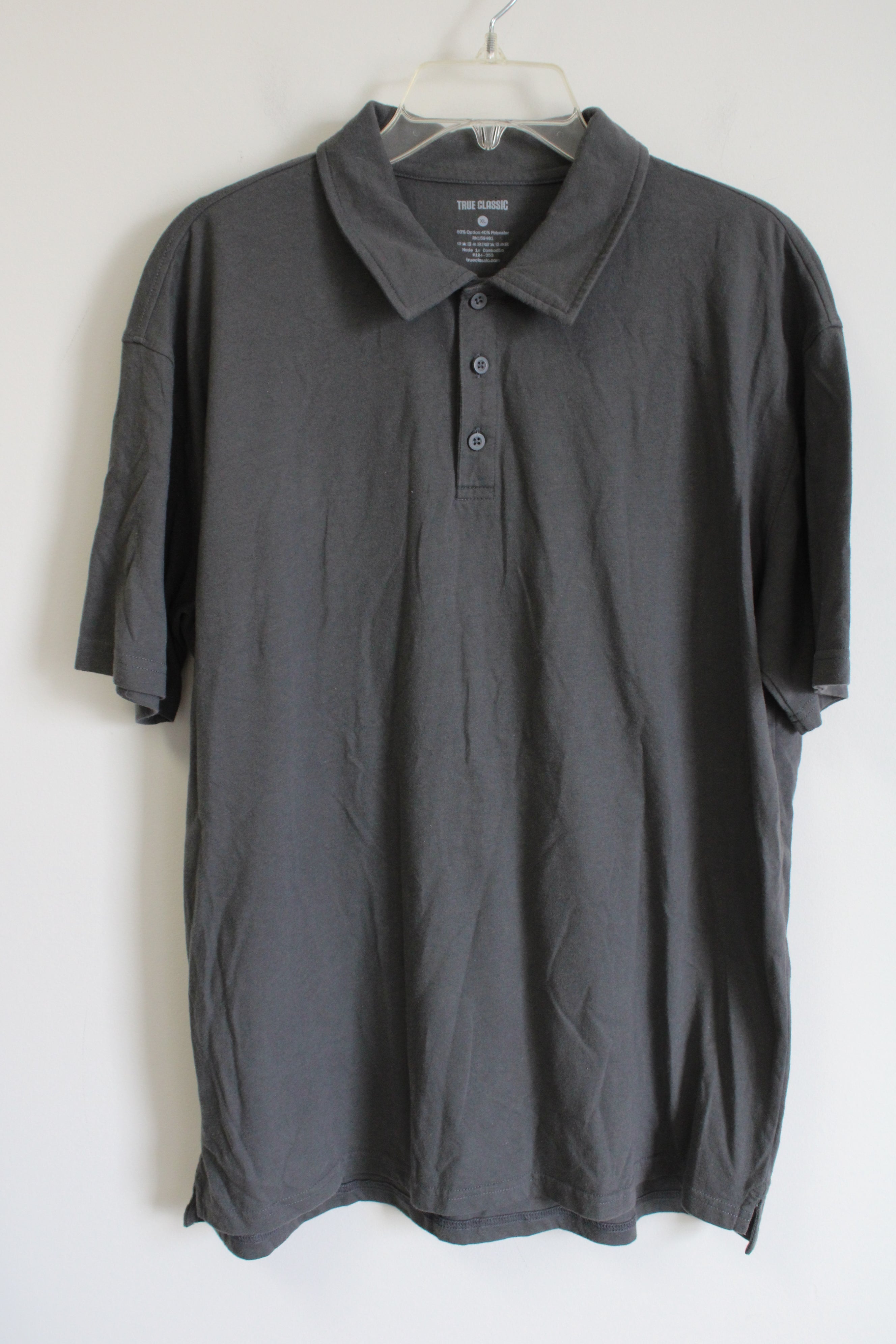 True Classic Solid Gray Polo Shirt | XL
