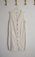 Old Navy Cream Linen Blend Button Down Dress | XL