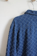 Solitaire Textured Patterned Denim Jacket | M