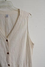 Old Navy Cream Linen Blend Button Down Dress | XL