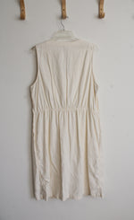 Old Navy Cream Linen Blend Button Down Dress | XL
