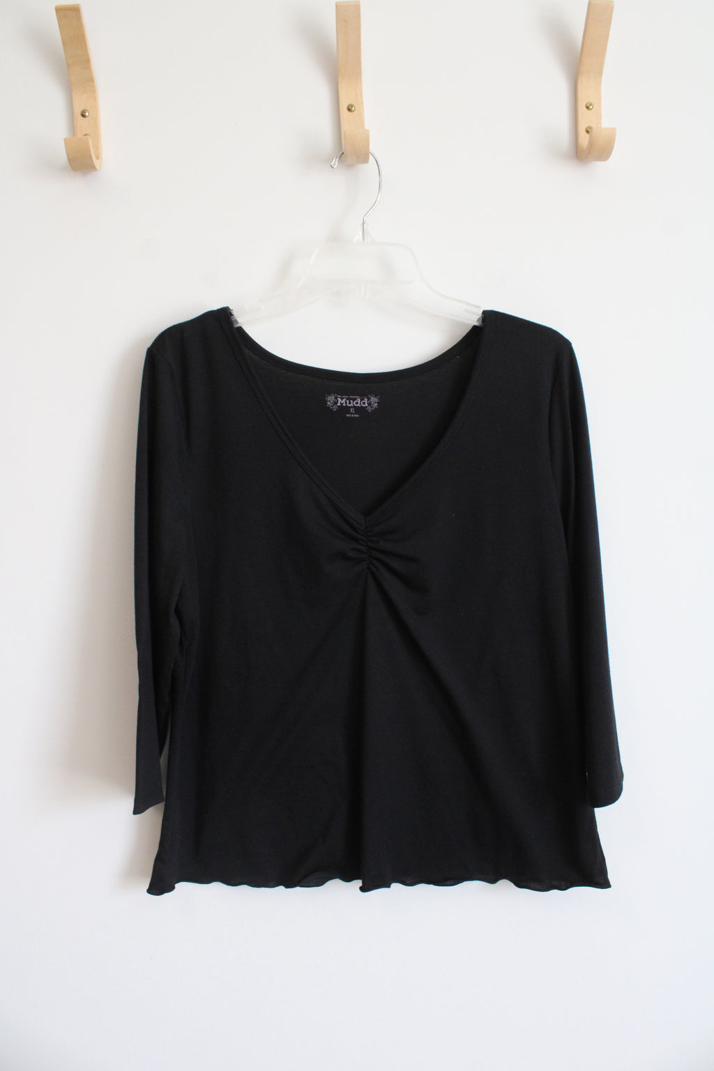 Mudd Black Cinched Long Sleeved Top | XL