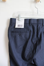 NEW Paul Frederick Navy Blue Striped Wool Dress Pants | 34