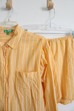 J.Crew Warm Sunflower Yellow & White Striped Cotton Beach Shirt & Short Set | M