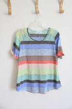 Saved By The Dress Colorful Striped Ruffled Sleeve Top | S