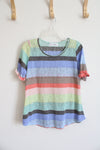 Saved By The Dress Colorful Striped Ruffled Sleeve Top | S