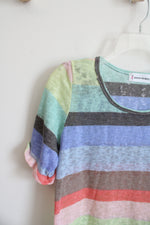 Saved By The Dress Colorful Striped Ruffled Sleeve Top | S