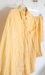 J.Crew Warm Sunflower Yellow & White Striped Cotton Beach Shirt & Short Set | M