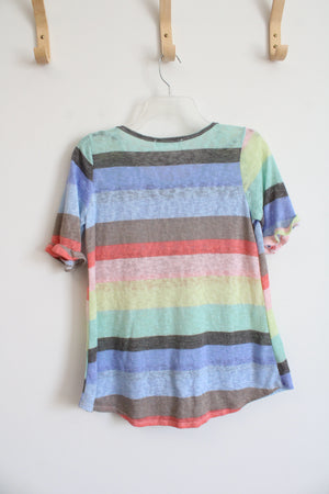 Saved By The Dress Colorful Striped Ruffled Sleeve Top | S