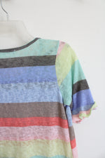 Saved By The Dress Colorful Striped Ruffled Sleeve Top | S