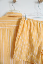 J.Crew Warm Sunflower Yellow & White Striped Cotton Beach Shirt & Short Set | M