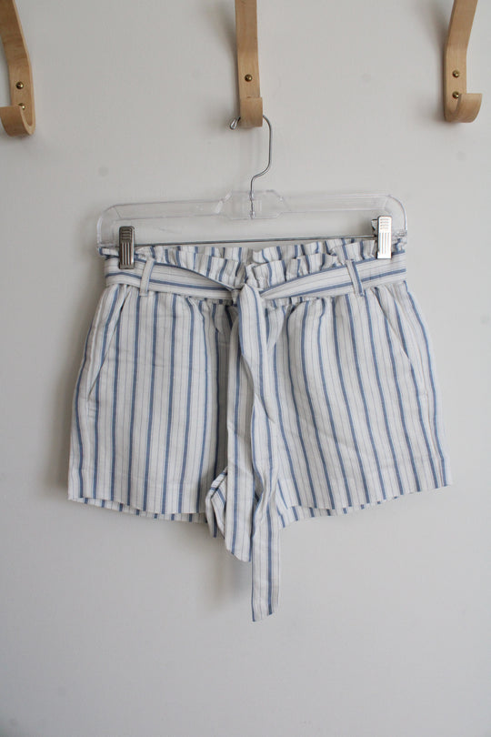 NEW LOFT Blue & White Striped Linen Blend Shorts | XXS Petite
