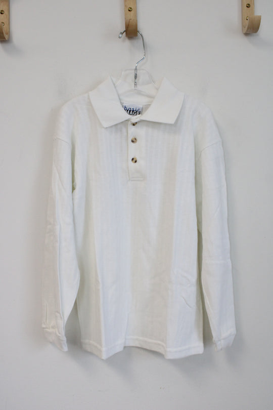 NEW Basic Image White Long Sleeved Polo Shirt | Youth 8