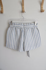 NEW LOFT Blue & White Striped Linen Blend Shorts | XXS Petite