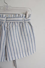 NEW LOFT Blue & White Striped Linen Blend Shorts | XXS Petite