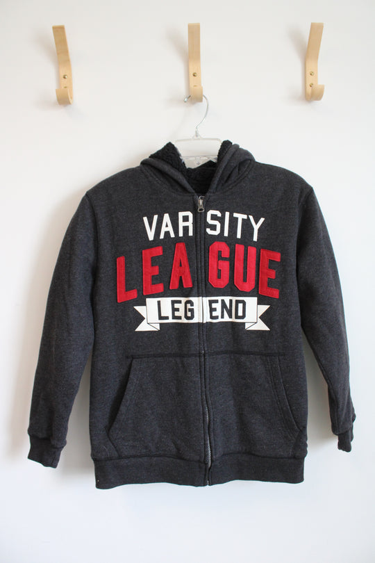 Children's Place Varsity League Legend Gray Sherpa Lined Full Zip Jacket | Youth XXL (16)