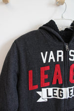 Children's Place Varsity League Legend Gray Sherpa Lined Full Zip Jacket | Youth XXL (16)