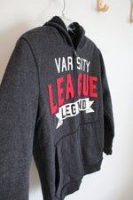 Children's Place Varsity League Legend Gray Sherpa Lined Full Zip Jacket | Youth XXL (16)