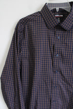 Kirkland Signature Navy & Brown Plaid Button Down Shirt | L