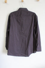 Kirkland Signature Navy & Brown Plaid Button Down Shirt | L