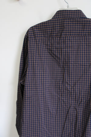 Kirkland Signature Navy & Brown Plaid Button Down Shirt | L
